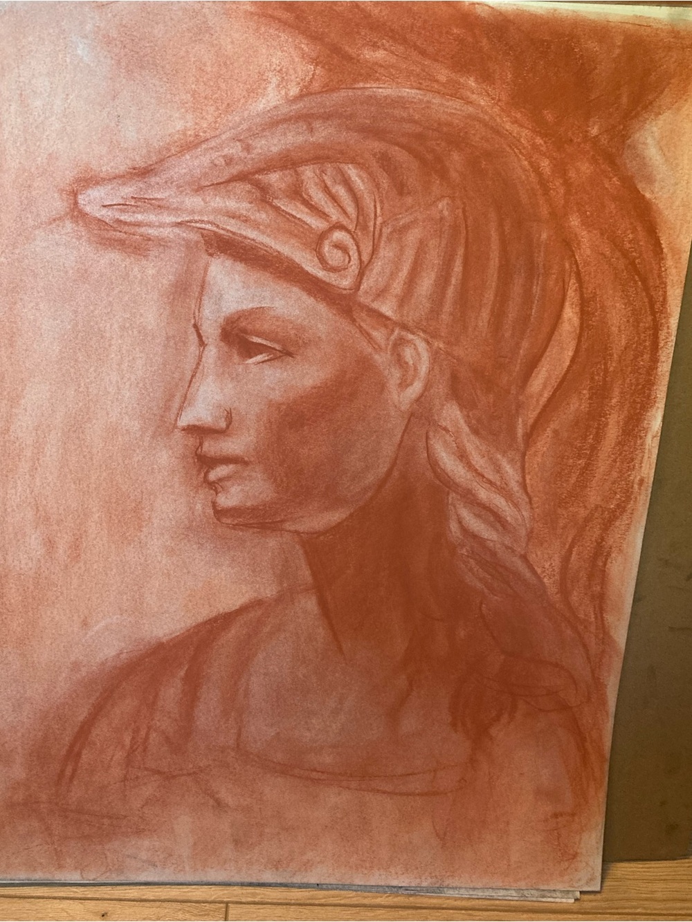 Charcoal Portrait Drawing of Classical Profile